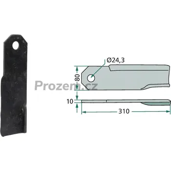 Pracovní nůž Mulčovací nůž pravý pro Humus, 302351, 310/10/24,3 mm