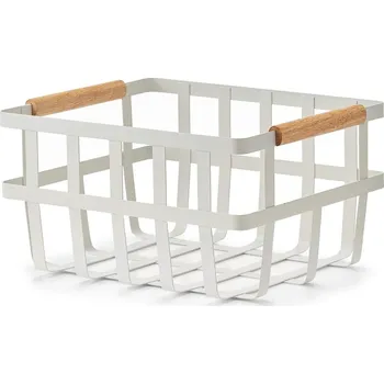 Úložný box Úložný koš, kov/bambus, bílý 27398