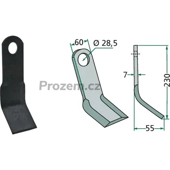 Pracovní nůž Mulčovací Y-nůž pro Cabe, Forigo, 230/7/28,5 mm