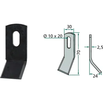 Mulčovací Y-nůž pro Agria, Lipco, 71009, 70/2,5/10x20 mm