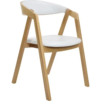 Jídelní židle FormWood Přírodní dubové křeslo Henry s bílou koženkou II.