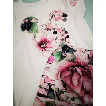 Chrisma Dívčí komplet triko, kraťasy 22456 květy Rozměr: 104