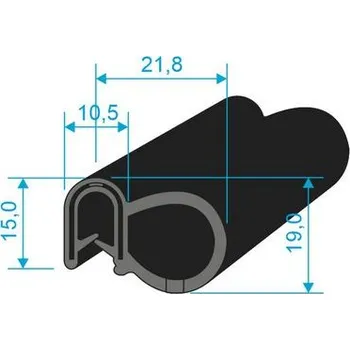 Těsnění do okna a dveří 00546004 U-PIRELI s kovovou výztuží s bočním těsněním, 60°Sh, U-EPDM, bříško-EPDM