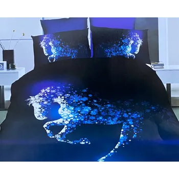 Povlečení Numberoplus Bavlněné povlečení na dvě lůžka - Modrý kůn