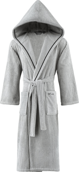 Soft Cotton Unisex župan STRIPE s kapucí, Šedá, 420 g / m², Česaná prémiová bavlna 100% RICH SOFT, Dlouhý - vel. M