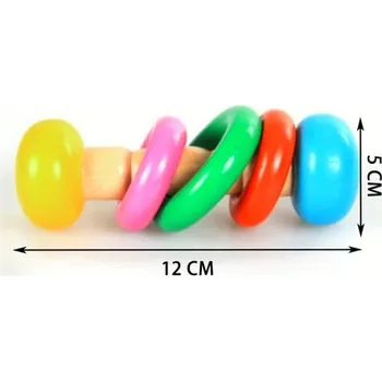 Dřevěná hračka Montessori dřevěné hračky - chrastítko s kruhy Varianta: Chrastítko, rovné