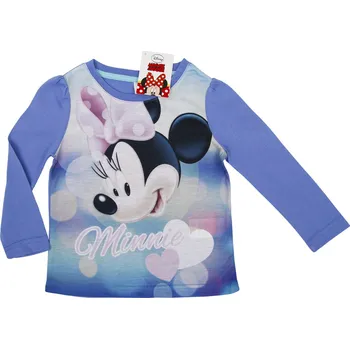 Dívčí tričko Minnie Mouse modré dívčí tričko s dlouhým rukávem Velikost: 104
