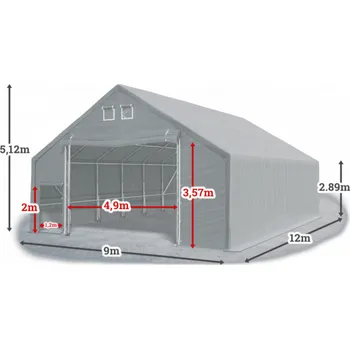 Zahradní stan Skladová hala 9x12x3m střecha boky PVC 720 g/m2 konstrukce ARKTICKÁ