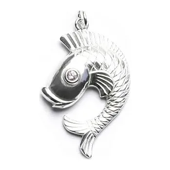 Přívěsek Stříbrný přívěsek, ryba, růžový zirkon, P 463