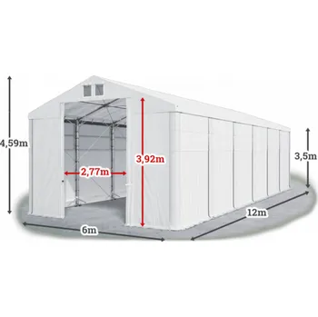 Zahradní stan Skladový stan 6x12x3,5m střecha PVC 560g/m2 boky PVC 500g/m2 konstrukce POLÁRNÍ Bílá Bílá Bílá