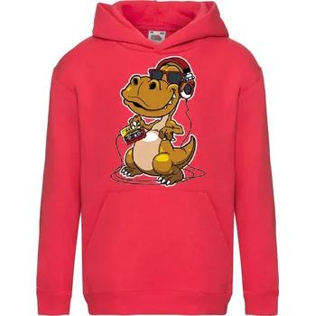 Chlapecká mikina dětská levná mikina, kapuce, moderní ještěr Barva: Red - červená, velikost: 152