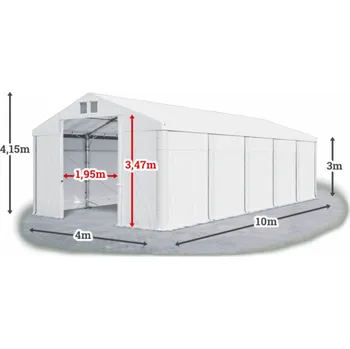 Zahradní stavba Skladový stan 4x10x3m střecha PVC 620g/m2 boky PVC 620g/m2 konstrukce POLÁRNÍ Bílá Bílá Bílá