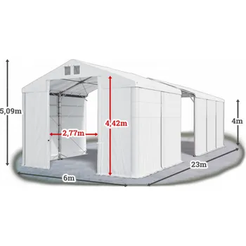 Zahradní stan Skladový stan 6x23x4m střecha PVC 580g/m2 boky PVC 500g/m2 konstrukce POLÁRNÍ Bílá Bílá Bílá