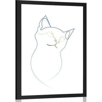 Plakát Dovido Plakát s paspartou barevné linie kočky