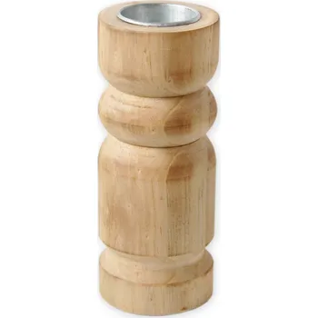Zahradní dekorace Svícen dřevo 16cm natural (538649)