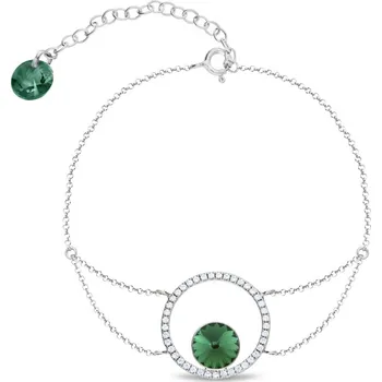 Náramek Stříbrný náramek zelený se Swarovski Elements Orbita BCD1122SS39EM Emerald