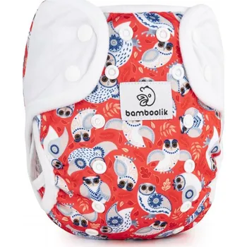 látková plena Svrchní kalhotky Bamboolik DUO PATENTKY, INVERZE - SOVIČKY/bílá