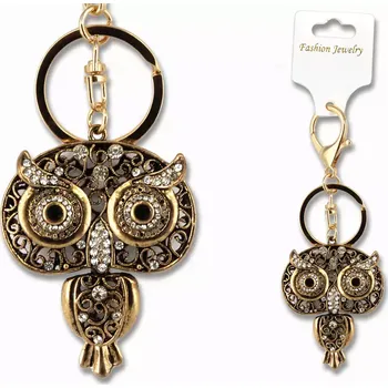 Carmani® Přívěšek na klíče, kabelku SOVA s kamínky