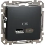 Zásuvka SEDNA Design/Elements USB A+C nabíječka 2.4A antracit Schneider SDD114402
