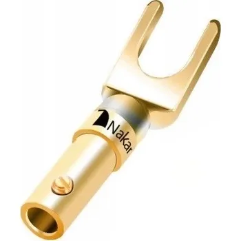 Elektrický konektor Vidlička Nakamichi černá pozlacená mosazná šroubovací
