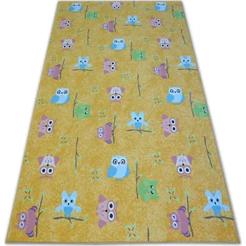 Koberec Balta Kusový dětský koberec OWLS Sovy žlutý Rozměr: 100x100 cm