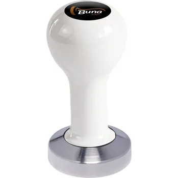 Buna café tamper, kov, bílý, TP, 49 mm, nerez mat, plochý