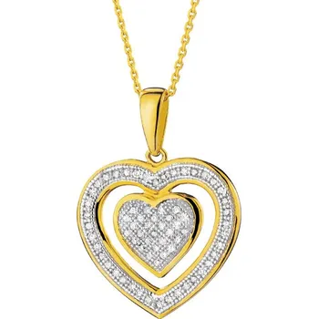 Přívěsek Zlatý přívěsek s diamanty - srdce - 0,19 ct - ryzost 585 - 160.193