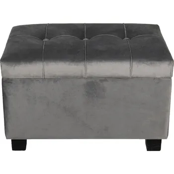 Stolička Tmavě šedá sametová podnožka Dark Grey - 50*34*33 cm