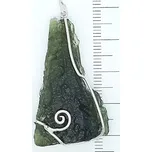 Přírodní vltavín ve stříbře , stříbrný přívěsek, 7,33 g