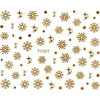 Samolepky na nehty 3D - Sněhové vločky zlaté - TY097