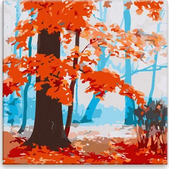 Malování podle čísel - Červené listí - 40x40 cm, bez dřevěného rámu - CZ výroba