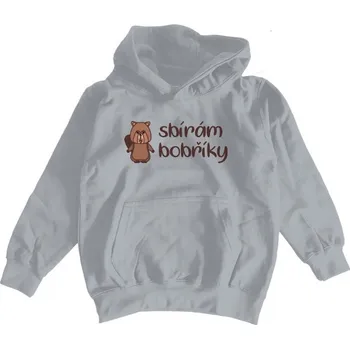 Pánská mikina Dětská mikina s kapucí s potiskem Sbírám bobříky dětské