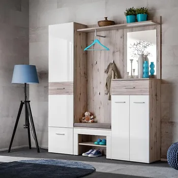 Předsíňová stěna Předsíňová Stěna Gustavo III + Polštář Dub Wellington/Bílý