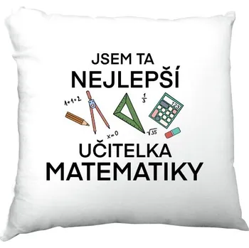 Dekorativní polštářek Polštář saténový s potiskem Nejlepší učitelka matematiky na polštářku
