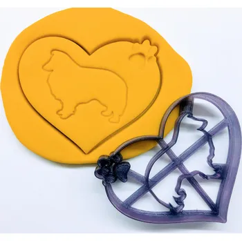 Sheltie v srdíčku s tlapkou vykrajovátko