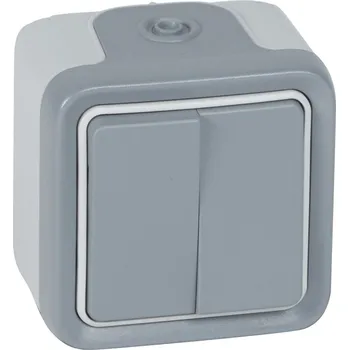 vypínač PLEXO 55 SPÍNAČ STŘÍDAVÝ DVOJITÝ ŠEDÝ LEGRAND 069715