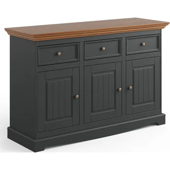 Komoda KATMANDU Dřevěná komoda Belluno Elegante, grafit-dub, masiv, rozměr 85x130x45cm