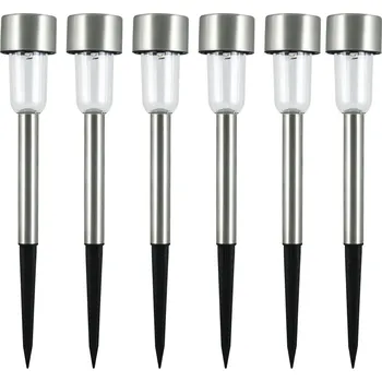 Venkovní osvětlení POLLUX 6x - Solární svítidlo LED - 0,06W - INOX - studená bílá