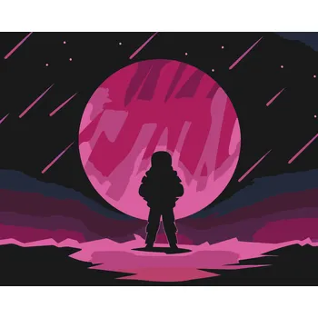 Malování podle čísel - Astronaut na měsíci Velikost: 40x50cm, Rámování: Pouze srolované plátno
