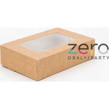 Jednorázové nádobí Krabice papírová 190x130x50 mm + okno - přírodní