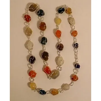 Náhrdelník Achátový náhrdelník drátkovaný