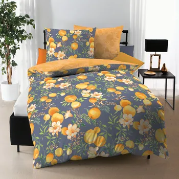 Povlečení Kaeppel | Povlečení Mako satén Orange Blossom kobalt, 140x200, 70x90