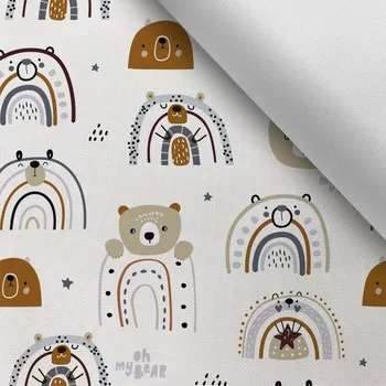 Látka s potiskem kočárkovina TD/NS Teddy duha