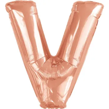 Balónek Písmeno V růžovo-zlaté foliový balónek 86 cm Amscan 9911484
