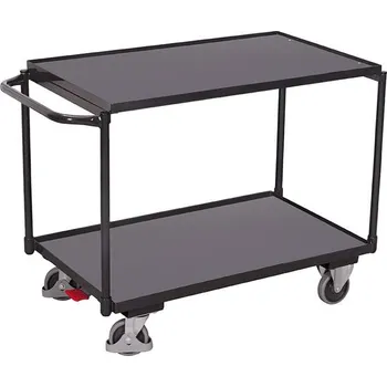 Plošinový vozík Stolní vozík VARIOfit s jedním bočním madlem, 850 x 500 mm, nosnost 250 kg, barva antracit RAL7016 /deska šedá