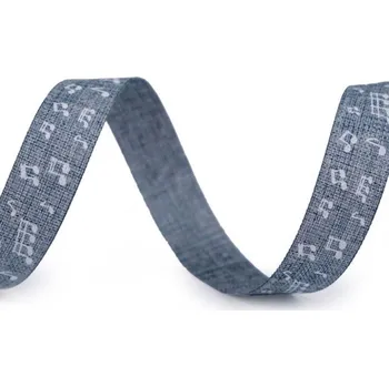 Stuha Plátnová stuha 15 mm noty (modrá) - cena za 1m