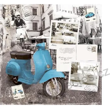 Papírový ubrousek Easy Life M DOLCE VITA papírové ubrousky s modrým skútrem v římských ulicích 20 ks