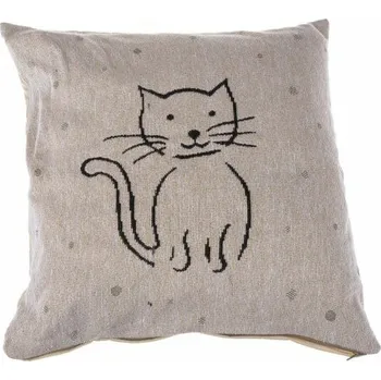 Povlečení Dakls Povlak na polštářek Kočka, 40 x 40 cm, béžová