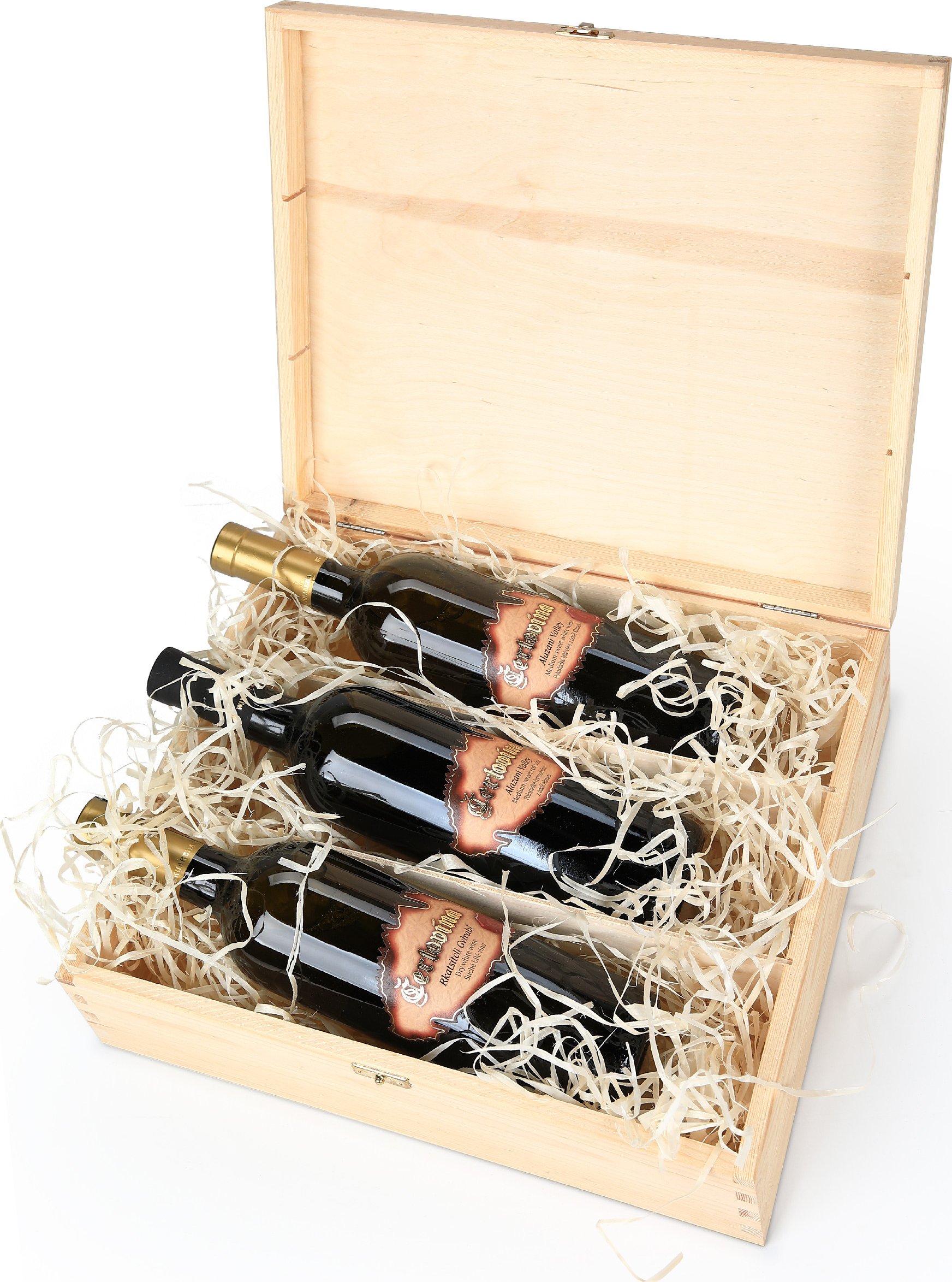 Peklo Čertovina Dárkové balení sady Čertovín sada tří vín z Gruzie: Rkatsiteli Gvirabi, Alazani Valley červené, Alazani Valley bílé