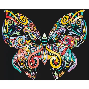 Malování podle čísel - Mandala motýľ Velikost: 40x50cm, Rámování: Pouze srolované plátno